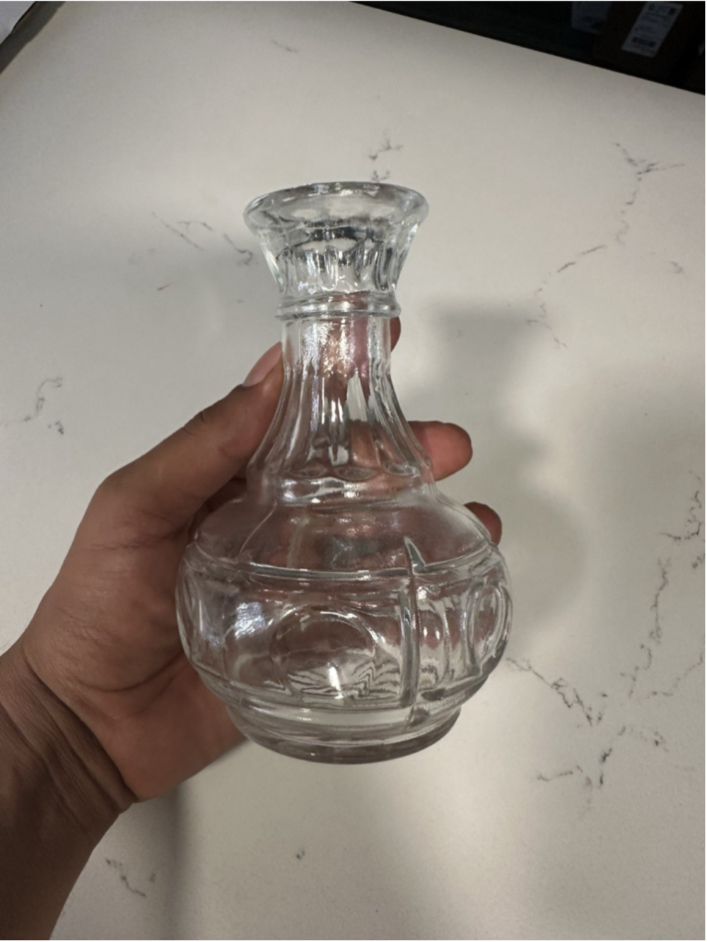Rare Vintage Wheaton Clear Glass Thumbprint Bullseye Bud Vase HTF Excellent
